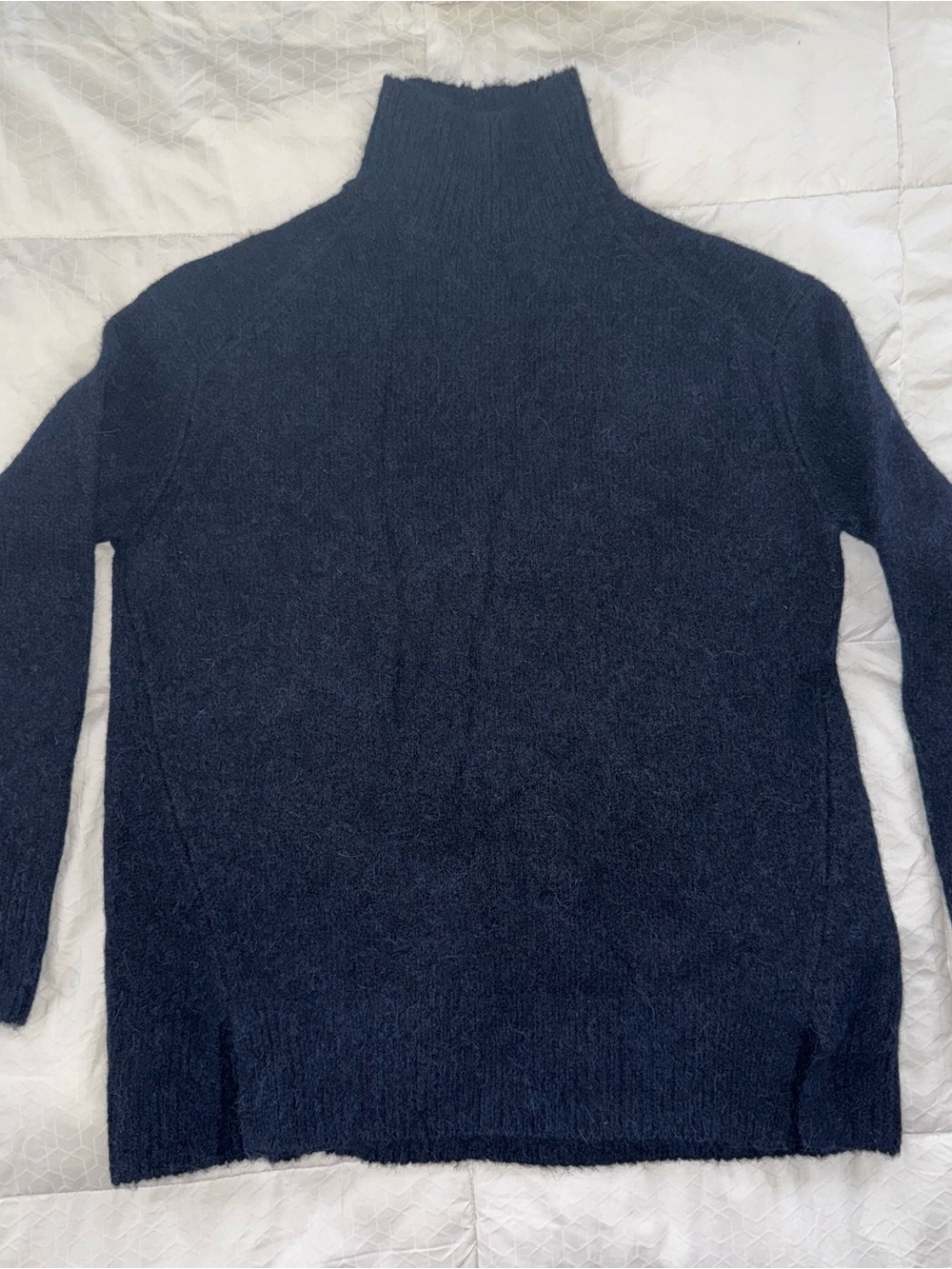 Vince Fuzzy Alpaca Blend Oversized Mock Neck Sweater Navy Blue Women’s Medium